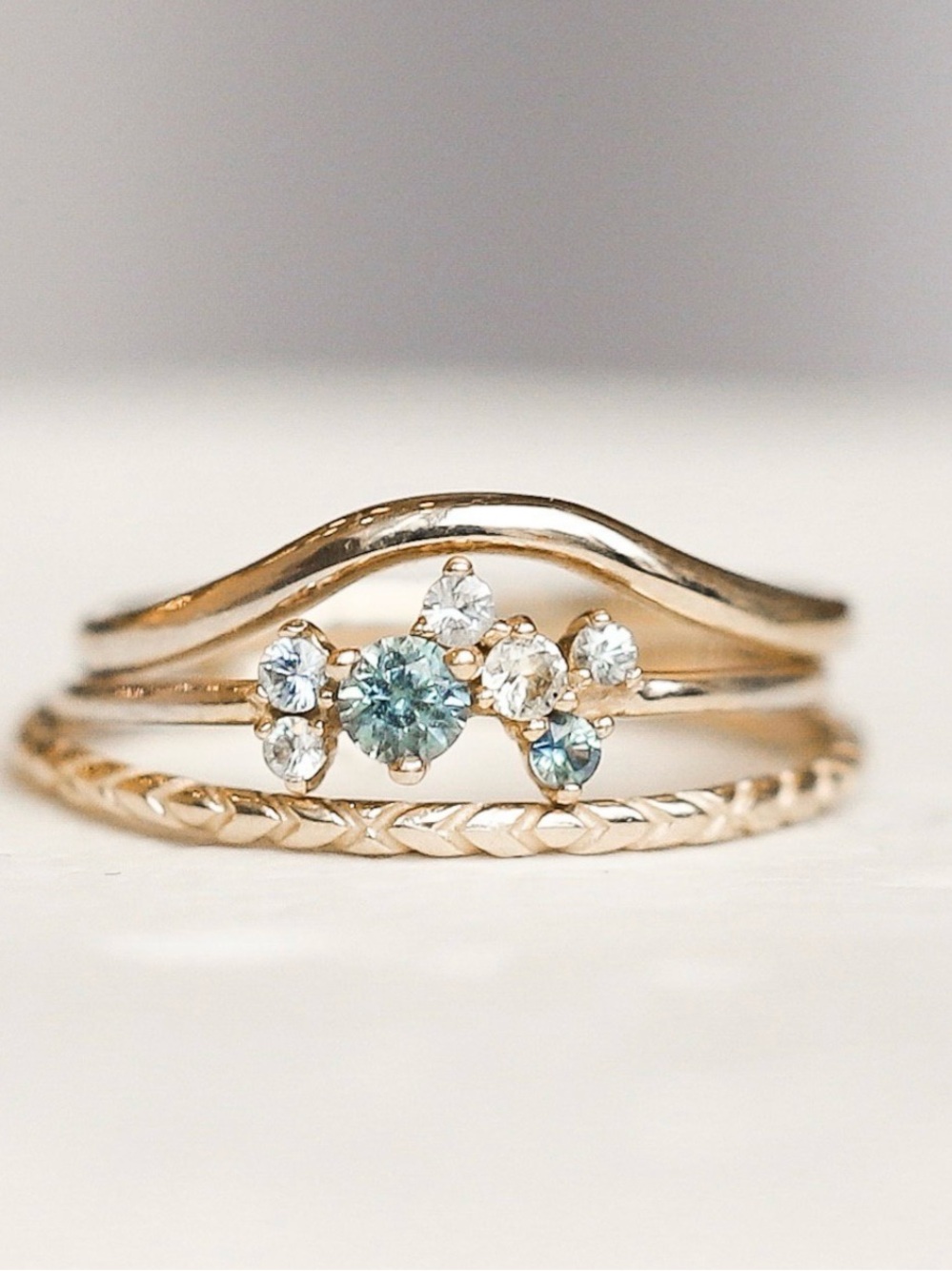 bluboho 14k Gold Tie Dye Something Blu Sapphire Ring